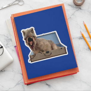 Dinosaurus Tyrannosaurus in een koffer bagage Sticker
