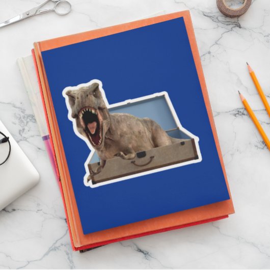 Dinosaurus Tyrannosaurus in een koffer bagage Sticker
