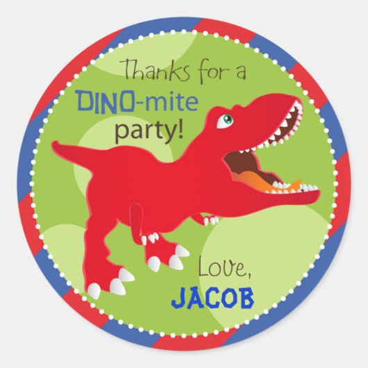 Dinosaurus Tyrannosaurus Rex Verjaardagscupcake To Ronde Sticker (Voorkant)