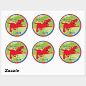 Dinosaurus Tyrannosaurus Rex Verjaardagscupcake To Ronde Sticker (Vel)