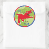 Dinosaurus Tyrannosaurus Rex Verjaardagscupcake To Ronde Sticker (Tas)