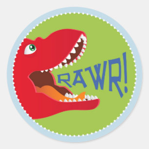 Dinosaurus Tyrannosaurus Rex Verjaardagscupcake To Ronde Sticker