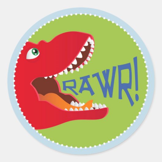 Dinosaurus Tyrannosaurus Rex Verjaardagscupcake To Ronde Sticker (Voorkant)