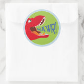 Dinosaurus Tyrannosaurus Rex Verjaardagscupcake To Ronde Sticker (Tas)