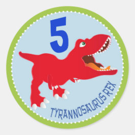 Dinosaurus Tyrannosaurus Rex Verjaardagscupcake To Ronde Sticker