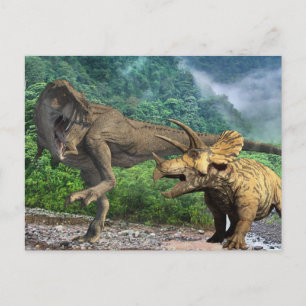 Dinosaurus Tyrannosaurus Triceratops  Ansichtkaart Briefkaart