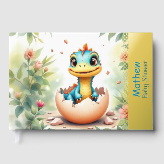 Dinosaurus uit het Ei Baby Shower Gastenboek (Voorkant)