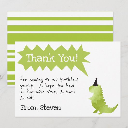 Dinosaurus uitnodiging Stamp en kauw verjaardagsjo (Voorkant / Achterkant)