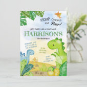 Dinosaurus Uitnodiging Stomp, Chomp & Roar! (Staand voorkant)