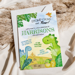 Dinosaurus Uitnodiging Stomp, Chomp & Roar!