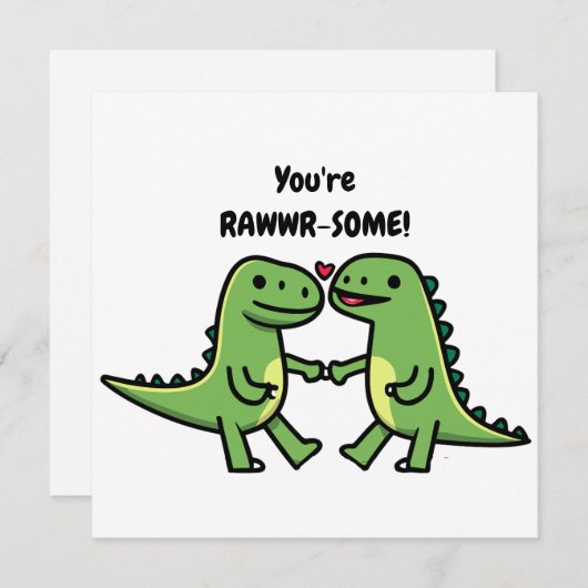 Dinosaurus valentijnen feestdagenkaart (Voorkant / Achterkant)