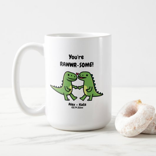 Dinosaurus Valentijnse  Koffiemok (Met donut)
