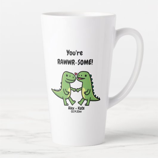 Dinosaurus Valentijnse  Latte Mok (Rechts)