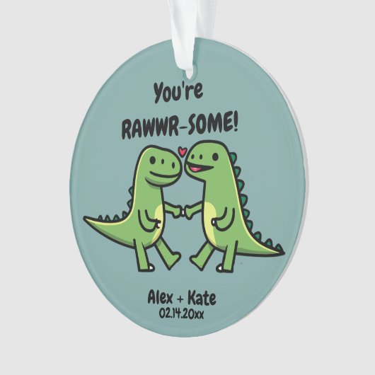 Dinosaurus Valentijnse  Ornament (voorkant)