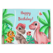 Dinosaurus van het meisje Verjaardag Groot Cadeauzakje (Voorkant)