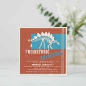 Dinosaurus Verjaardag Avontuur Feest Kaart (Staand voorkant)