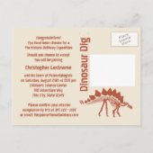 Dinosaurus Verjaardag Avontuur Uitnodiging Briefkaart (Achterkant)
