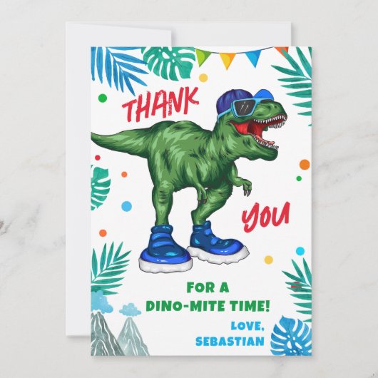 Dinosaurus Verjaardag Bedankkaart (Voorkant)