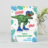 Dinosaurus Verjaardag Bedankkaart (Staand voorkant)