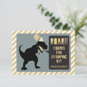 Dinosaurus Verjaardag Bedankkaart Goud (Staand voorkant)