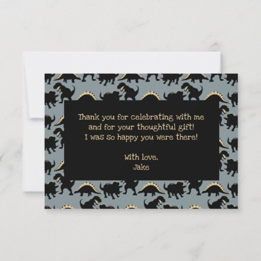 Dinosaurus Verjaardag Bedankkaart Goud (Achterkant)
