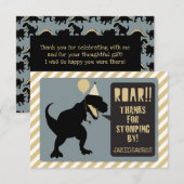 Dinosaurus Verjaardag Bedankkaart Goud (Voorkant / Achterkant)