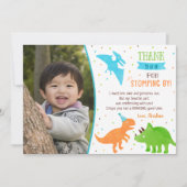 Dinosaurus verjaardag bedankkaarten kaart (Voorkant)