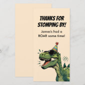 Dinosaurus Verjaardag Bedankt Card Flat Kinder Par (Voorkant / Achterkant)