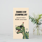 Dinosaurus Verjaardag Bedankt Card Flat Kinder Par (Staand voorkant)