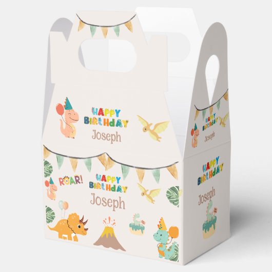 Dinosaurus Verjaardag Boxe – Aangepaste naam Bedankdoosjes (Geopend)