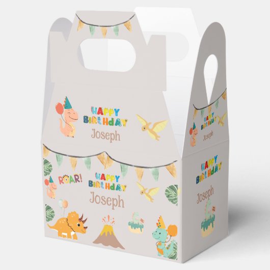 Dinosaurus Verjaardag Boxe – Aangepaste naam Bedankdoosjes (Geopend)