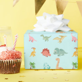 Dinosaurus verjaardag cadeaupapier kinderfeestje