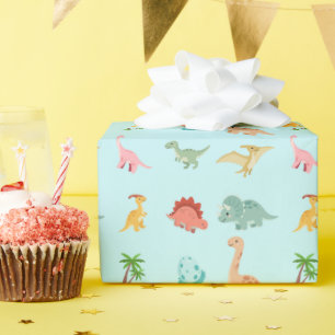 Dinosaurus verjaardag cadeaupapier kinderfeestje