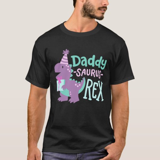 Dinosaurus Verjaardag Daddy Saurus T Rex T-shirt (Voorkant)
