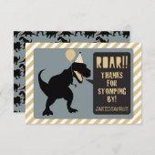 Dinosaurus Verjaardag Dank Je Kaart Goud (Voorkant / Achterkant)