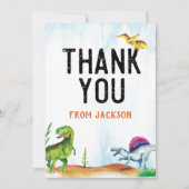 Dinosaurus Verjaardag Dank u kaart (Voorkant)