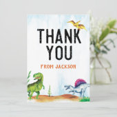 Dinosaurus Verjaardag Dank u kaart (Staand voorkant)