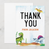 Dinosaurus Verjaardag Dank u kaart (Voorkant / Achterkant)