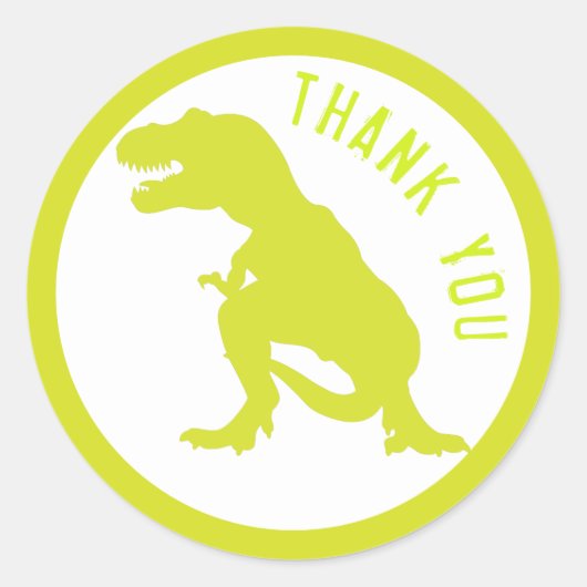 Dinosaurus Verjaardag Dank u Ronde Sticker (Voorkant)