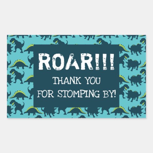 Dinosaurus Verjaardag Dank u Stickers (Voorkant)