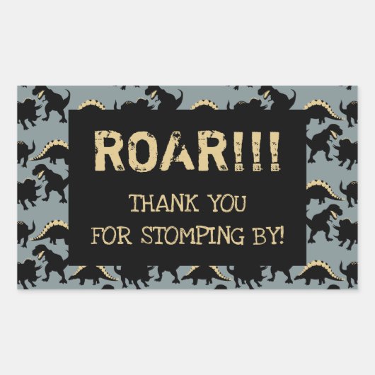 Dinosaurus Verjaardag Dank u Stickers Goud (Voorkant)