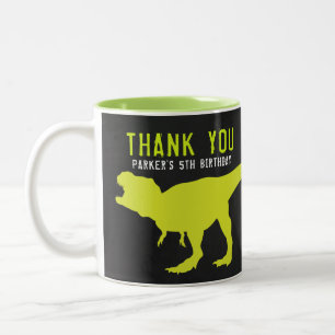 Dinosaurus Verjaardag Dank u Tweekleurige Koffiemok