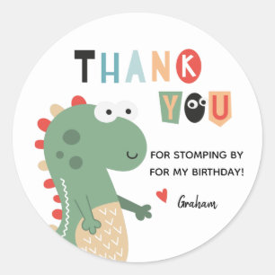Dinosaurus Verjaardag Dank uw Ronde Sticker