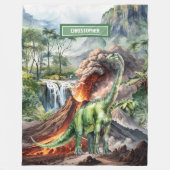 Dinosaurus Verjaardag Deken Custom Name Voor Jonge (Voorkant)