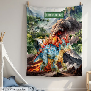 Dinosaurus Verjaardag Deken Waterverf Gepersonalis