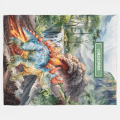 Dinosaurus Verjaardag Deken Waterverf Gepersonalis (Voorkant (Horizontaal))