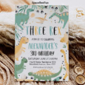 Dinosaurus Verjaardag Drie Rex Uitnodiging Jongen 