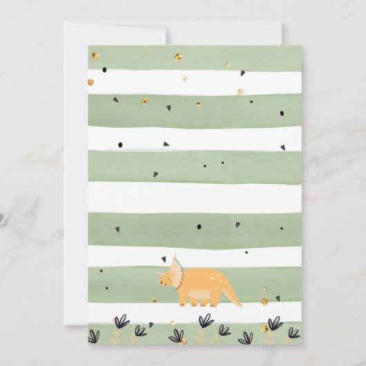 Dinosaurus Verjaardag Drie Rex Uitnodiging Jongen  (Achterkant)