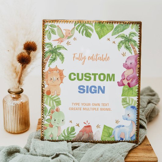 Dinosaurus Verjaardag Feest Tafel Teken Poster