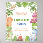 Dinosaurus Verjaardag Feest Tafel Teken Poster (Voorkant)
